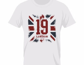 מספר 19 מודפס על חולצה לבנה עם רקע אנגליה